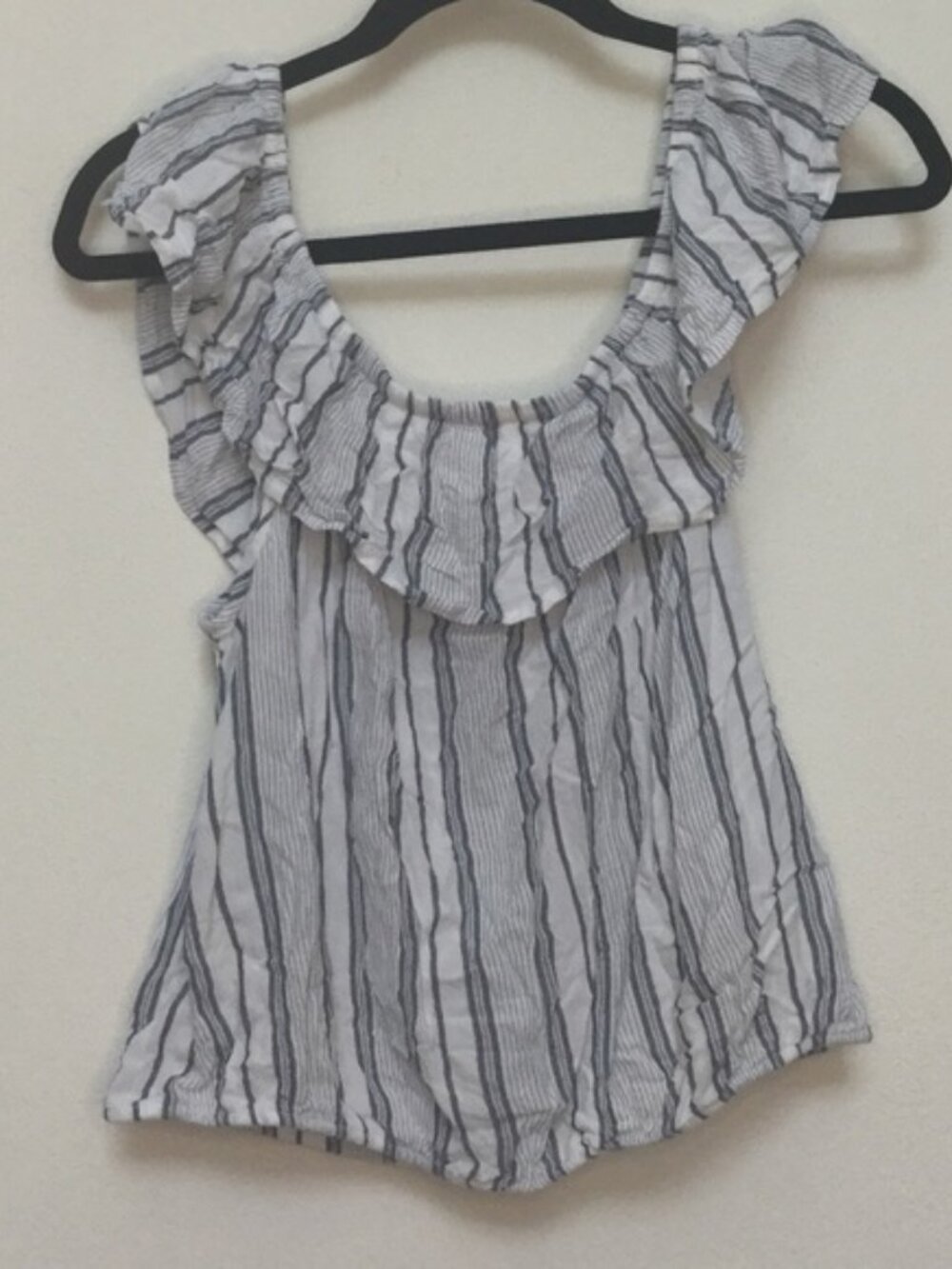 Arizona Jean Co Blue Striped Off Shoulder Top